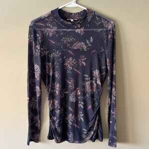 Maurice’s Mesh Long Sleeve Floral Mock Neck Shirt